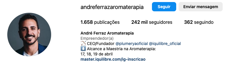Perfil do Instagram: André Ferraz Aromaterapia